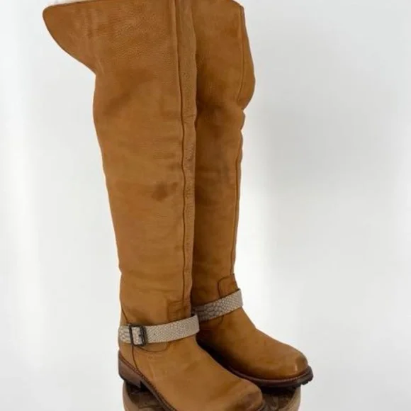 Freebird by Steven Denmark Leather Riding Style Boots Genuine Sheep Fur - Picture 16 of 17